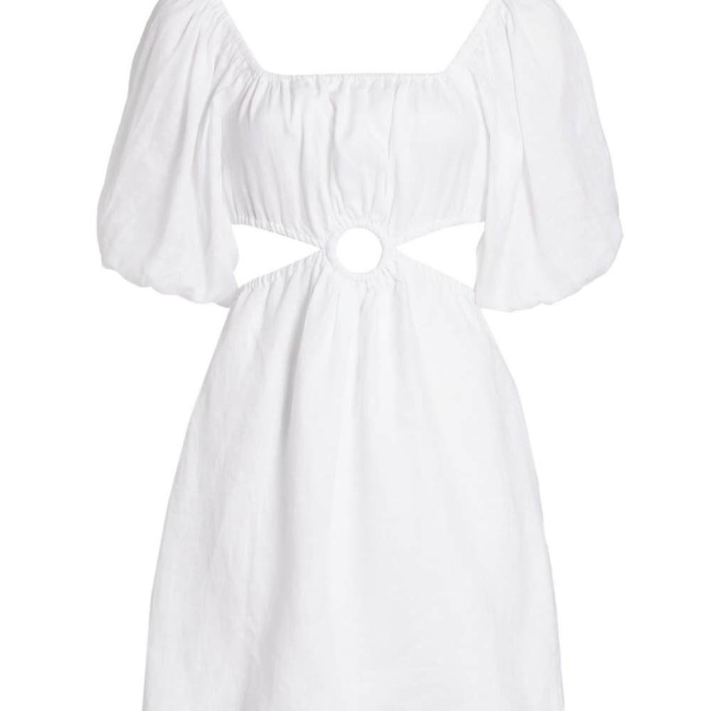 Cut-out Linen Mini Dress